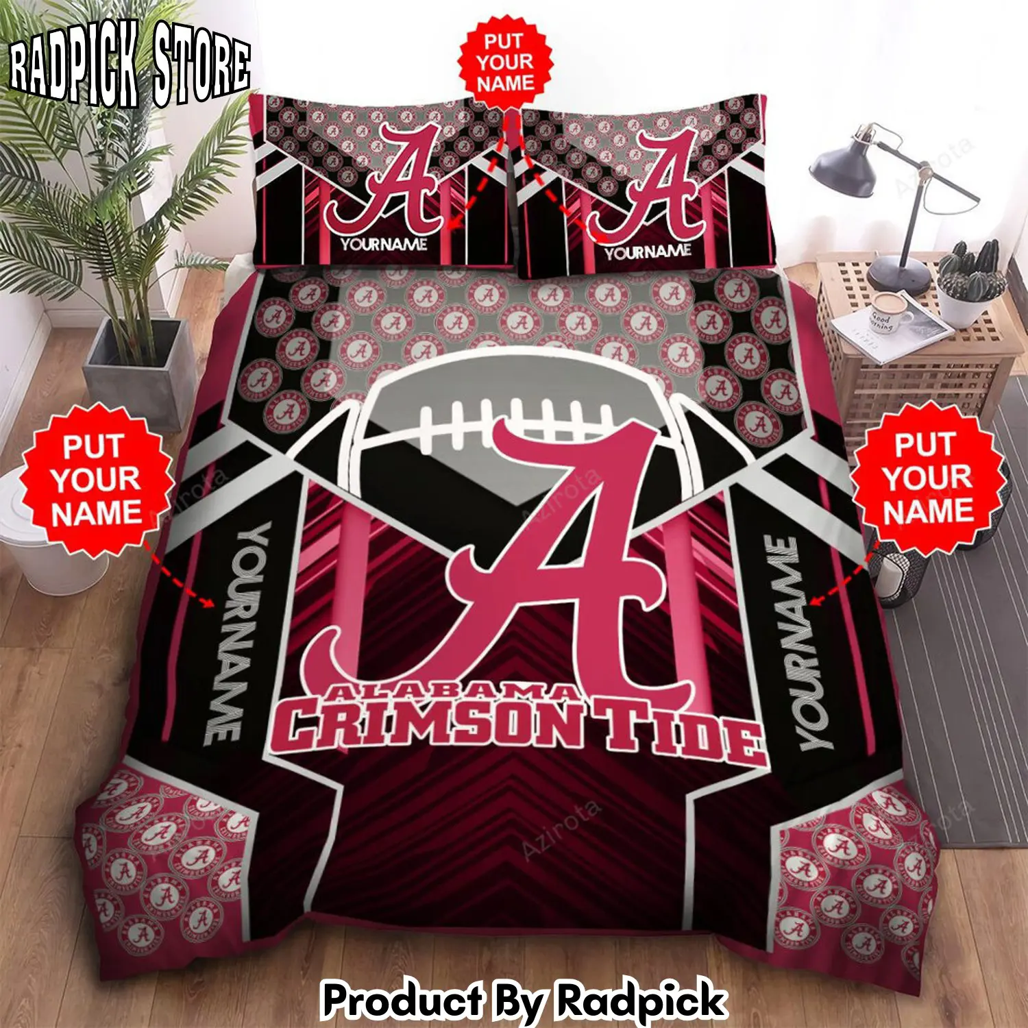 Radpick alabama crimson tide custom name bedding set v6 rp3278860